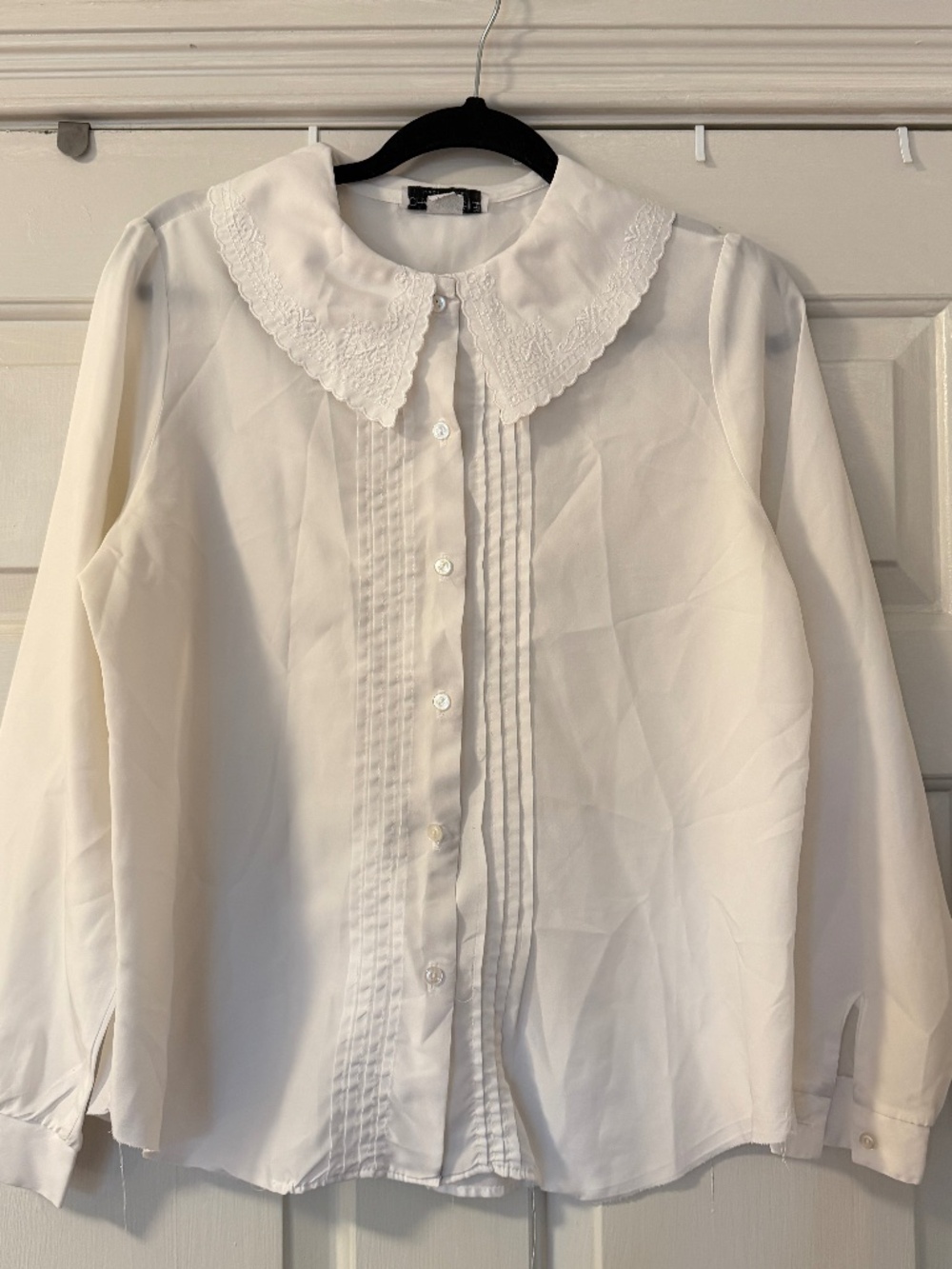 Vintage Made in USA Charlotte G Semi-Sheer Button-Up Blouse White Women's Large
